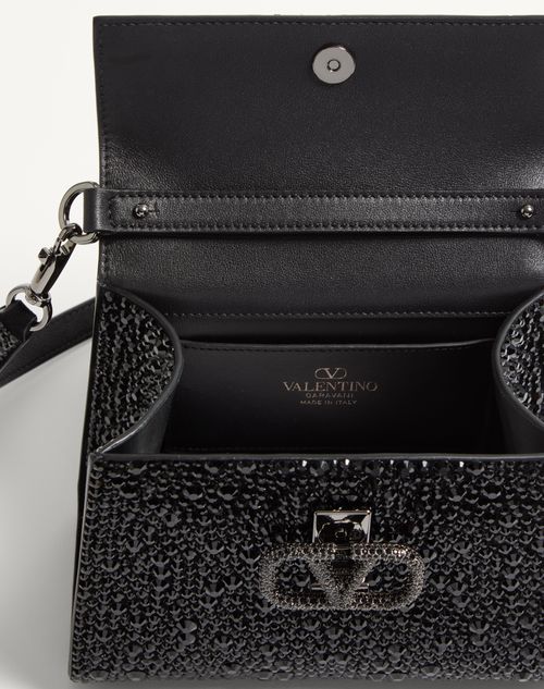Valentino Garavani - Mini Vsling Handbag With Sparkling Embroidery - Jet - Woman - Top Handle Bags